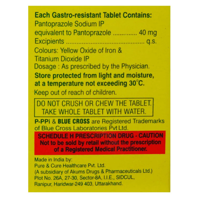 P-PPi 40mg Tablet 15's contains Pantoprazole 40mg